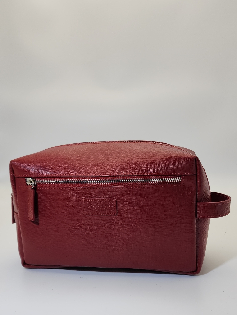 Moscardini Firenze Burgundy Saffiano Leather toiletry cosmetic bag